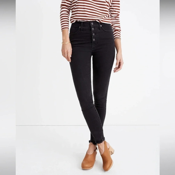 Madewell Petite 10" High-Rise Skinny Jeans in Berkeley Black size 24 Petite - Picture 1 of 9
